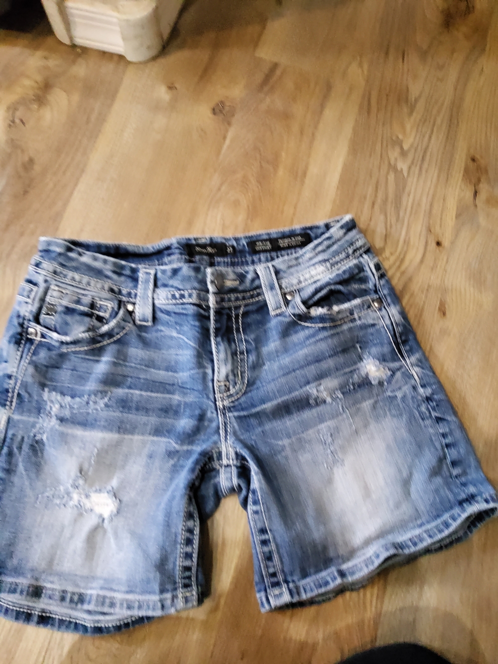Miss Me Light Blue Distressed Denim Shorts